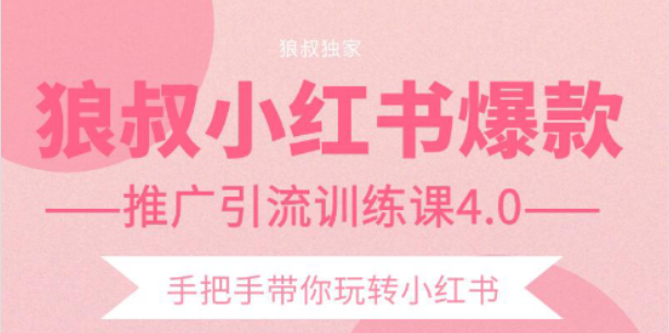 狼叔小红书爆款推广引流训练课4.0 规则/推荐/搜索/收录
