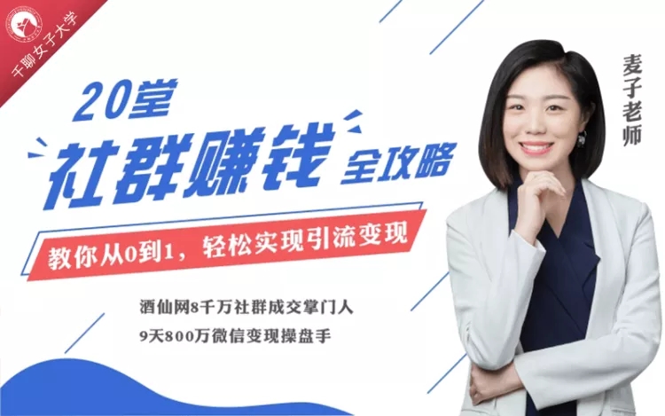 麦子:20堂即学即用的全体系社群掘金大课 从零开始打造你的站群